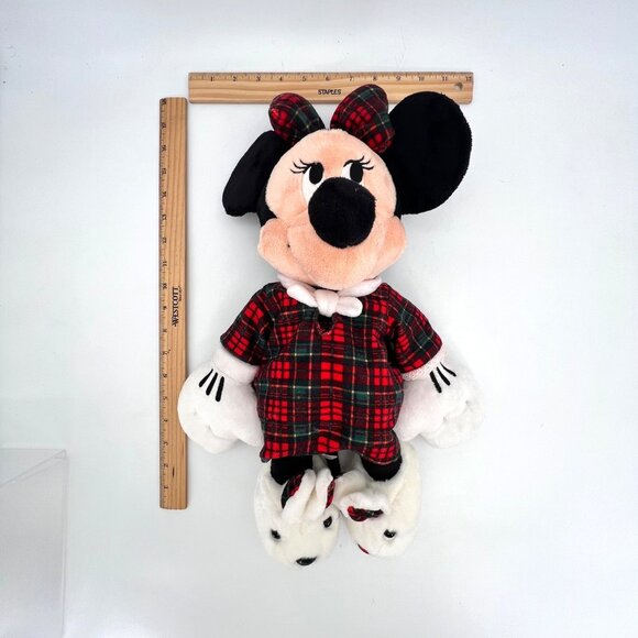 Disney Store Exclusive Holiday Morning Minnie Mouse Plush 16" Bunny Slippers Bow - Picture 11 of 12
